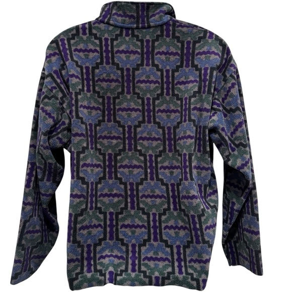 Vintage Patagonia Pullover Fleece Sweater Aztec Mens L 90s Tehuelche Carbon - Picture 5 of 5